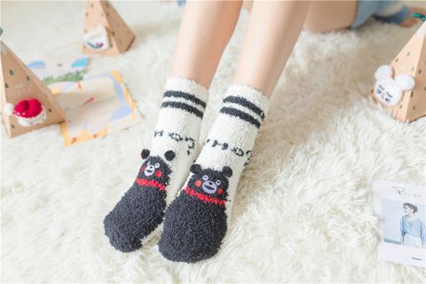 Women's Cute Santa Claus Christmas Socks Polyester Patchwork Crew Socks 1 Set