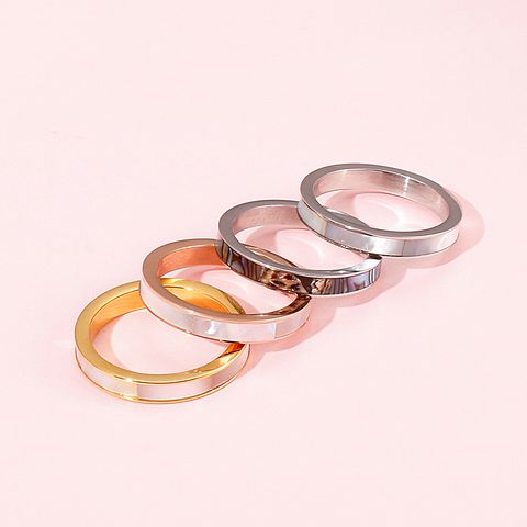 Fashion Solid Color Stainless Steel Plating Shell Rings 1 Piece