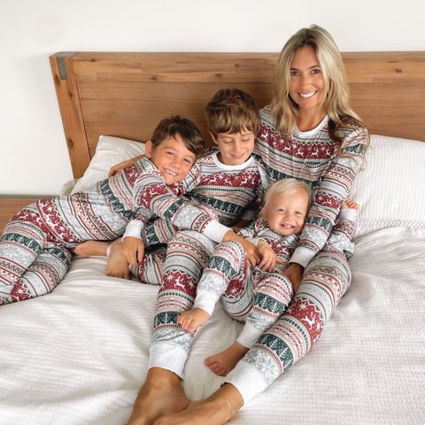 Casual Elk Cotton Blend Polyester Printing Pants Sets Family Matching Outfits