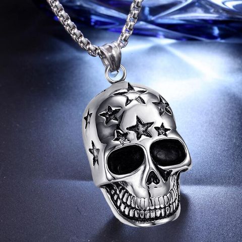 Hip-hop Cross Angel Skull Alloy Titanium Steel Stoving Varnish Men's Necklace 1 Piece