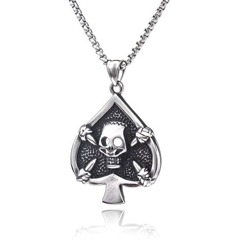 1 Piece Retro Skull Titanium Steel Stoving Varnish Unisex Pendant Necklace