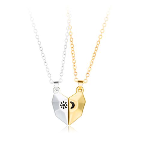 Fashion Heart Shape Alloy Plating Couple Pendant Necklace 1 Set