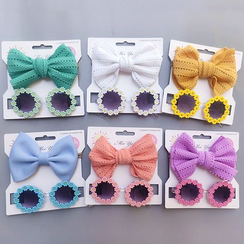 Cute Solid Color Bow Knot Plastic Cloth Handmade Hair Clip 1 Piece