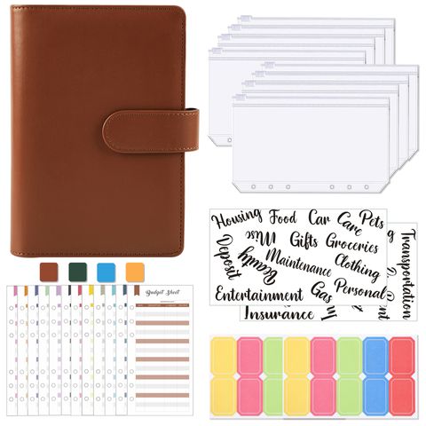 A6 Loose-leaf Pure Color Leather Simple Student Notebook