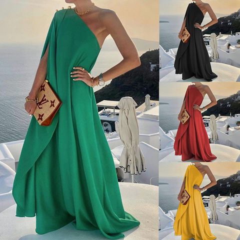 Women's Regular Dress Fashion Collarless Slit Sleeveless Solid Color Maxi Long Dress Daily