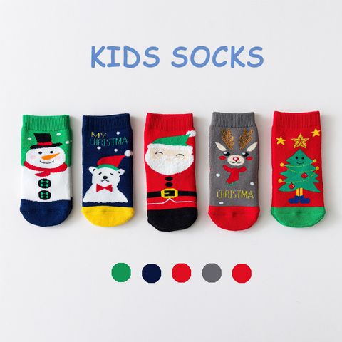 Kid's Cute Christmas Tree Cotton Handmade Crew Socks 2 Pieces