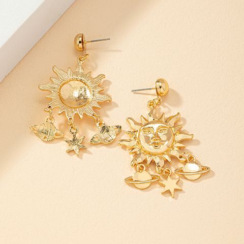 Hip-hop Sun Star Alloy Hollow Out Women's Drop Earrings 1 Pair