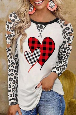 Women's T-shirt Long Sleeve T-shirts Printing Fashion Heart Shape