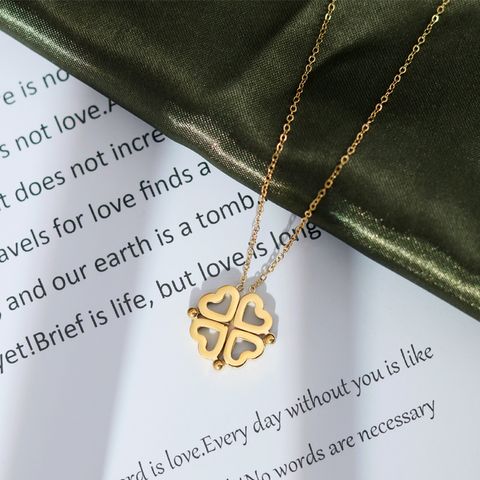 Fashion Heart Shape Titanium Steel Gold Plated Pendant Necklace 1 Piece