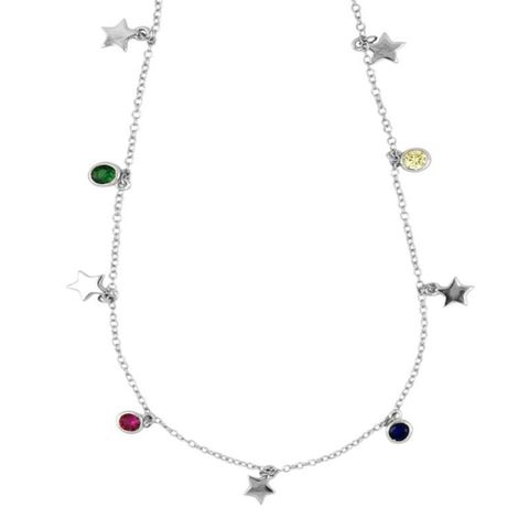 S925 Sterling Silver Heart Star Round Zircon Exquisite Zircon Necklace