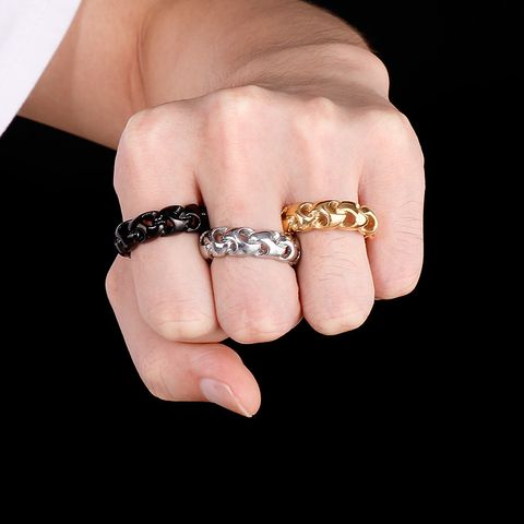 Fashion Solid Color Stainless Steel Rings 1 Piece