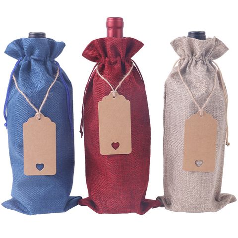 Fashion Solid Color Linen Banquet Red Wine Packaging Bag 1 Set