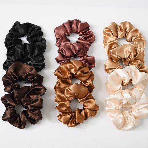 Women's Fashion Solid Color Satin Cloth Handmade Hair Tie