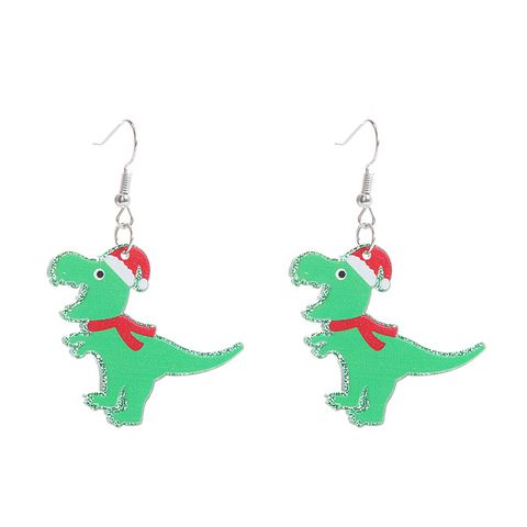 Fashion Dinosaur Arylic Printing Christmas Women's Drop Earrings 1 Pair