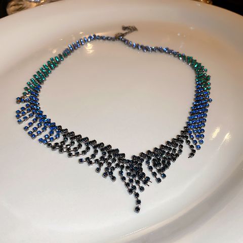Fashion Geometric Alloy Rhinestone Tassel Women's Earrings Necklace
