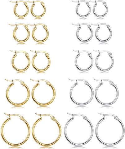 Fashion Solid Color Titanium Steel Plating Hoop Earrings 1 Pair