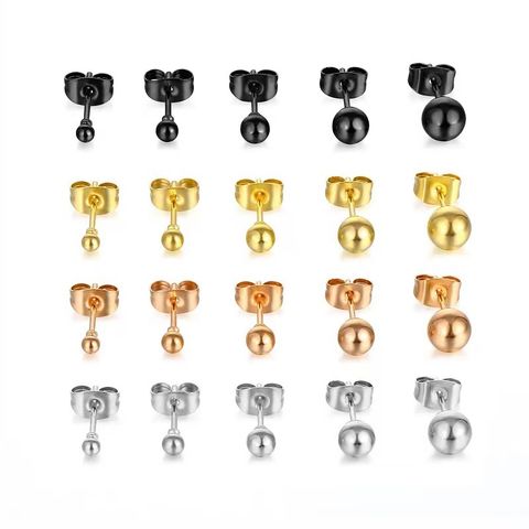 Simple Style Solid Color Titanium Steel Plating Ear Studs 1 Pair