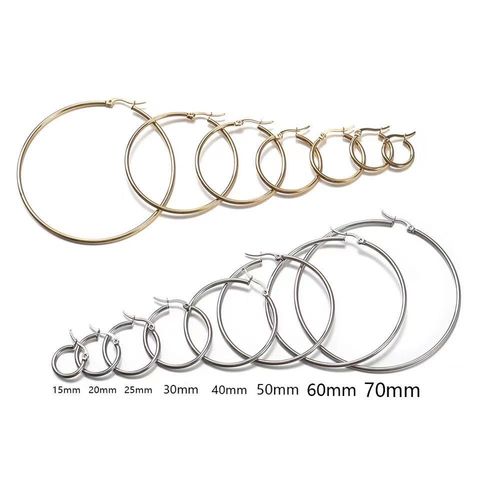 Fashion Round Titanium Steel Plating Hoop Earrings 1 Pair