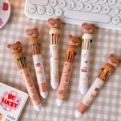 Cute Bear Shape Quick-drying Students Stationery Ballpoint Pen 1pcs