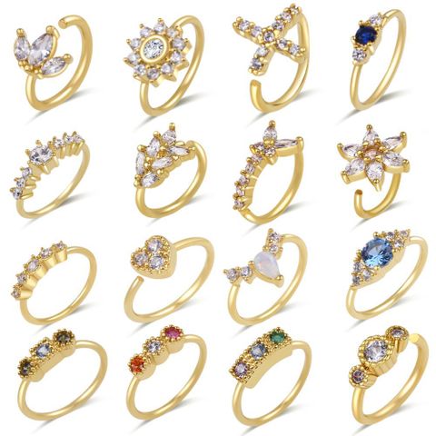 Simple Style Round Heart Shape Flower Metal Plating Inlay Zircon Nose Ring 1 Piece