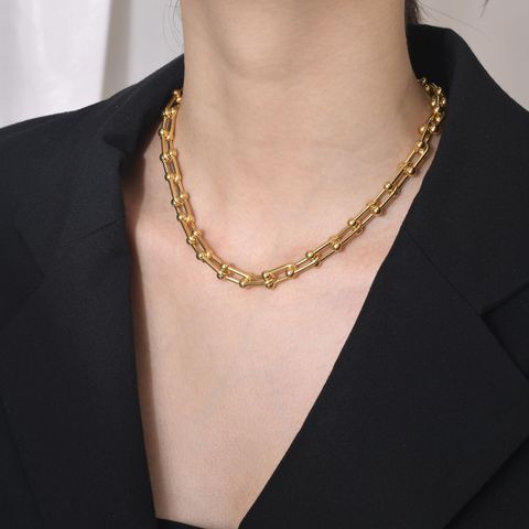 Fashion Geometric Titanium Steel Gold Plated Gold Plated Necklace