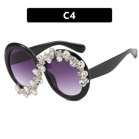 Exaggerated Round Ac Round Frame Diamond Full Frame Women's Sunglasses