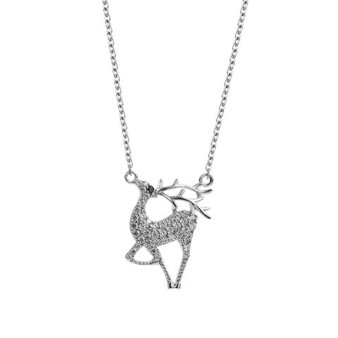 Fashion Elk Sterling Silver Plating Zircon Pendant Necklace 1 Piece