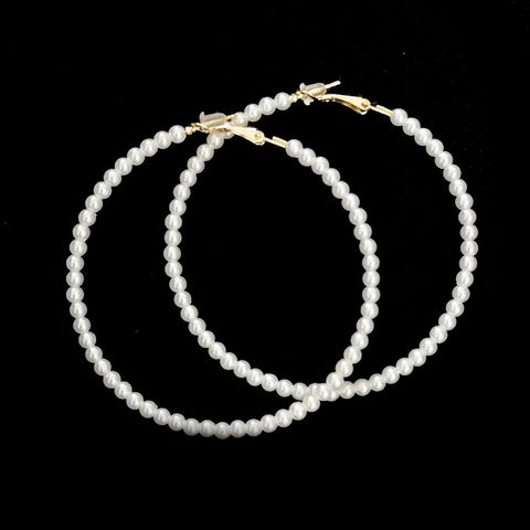 Exaggerated Round Artificial Pearl Imitation Pearl Women's Hoop Earrings 1 Pair