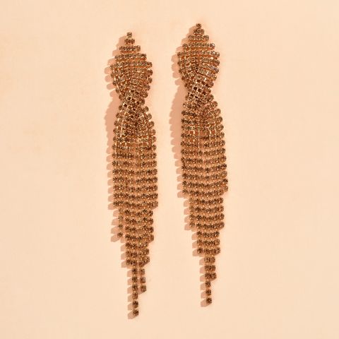 Fashion Tassel Alloy Inlay Rhinestones Women's Drop Earrings 1 Pair