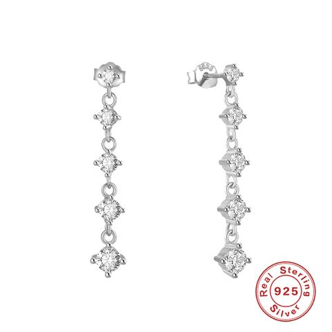 1 Pair Fashion Geometric Sterling Silver Plating Zircon Drop Earrings