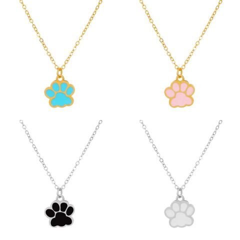 Simple Style Dog's Paw Alloy Enamel Women's Necklace