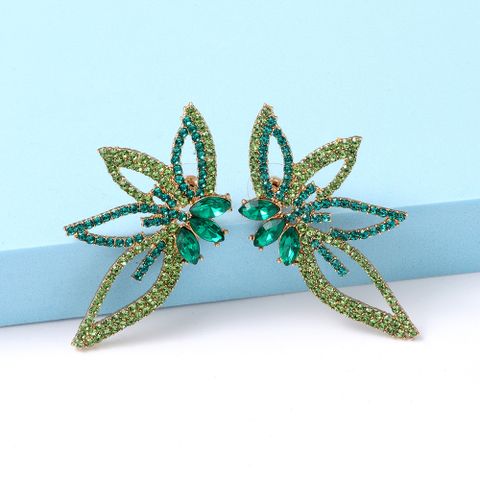 Fashion Flower Alloy Inlay Artificial Diamond Women's Ear Studs 1 Pair