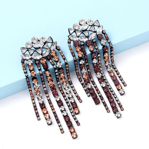 Ins Style Tassel Alloy Inlay Artificial Diamond Women's Drop Earrings 1 Pair