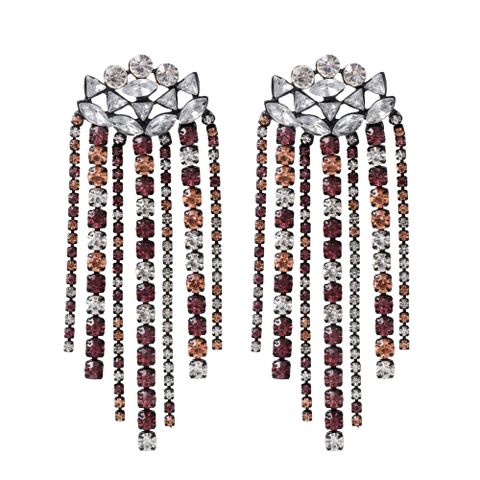 Ins Style Tassel Alloy Inlay Artificial Diamond Women's Drop Earrings 1 Pair