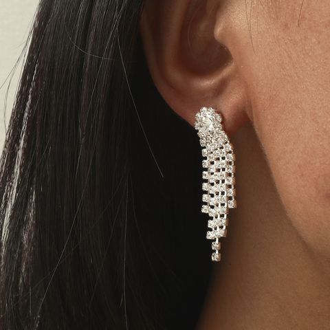 Retro Trend Tassel Long Alloy Diamond-studded Earrings Wholesale Nihaojewelry