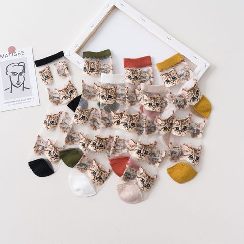 Women's Fashion Cat Cotton Crew Socks