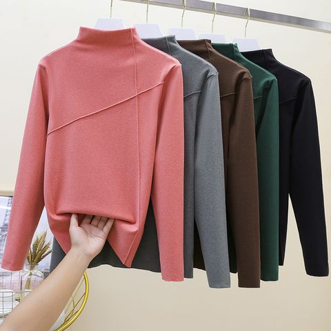 Women's T-shirt Long Sleeve T-shirts Patchwork Fashion Solid Color