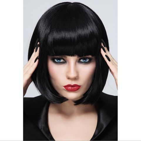 Women's Fashion Party High Temperature Wire Bangs Short Straight Hair Wigs
