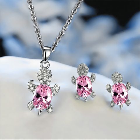 1 Set Simple Style Tortoise Alloy Plating Inlay Zircon Silver Plated Women's Jewelry Set