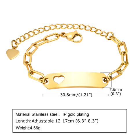 Fashion Heart Shape 304 Stainless Steel Plating Kid'S Bracelets
