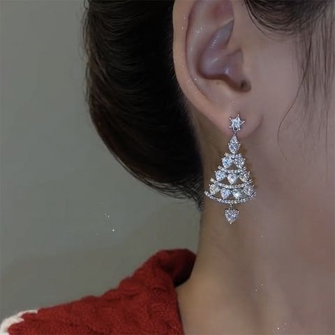 Fashion Christmas Tree Alloy Rhinestone Women's Drop Earrings 1 Pair