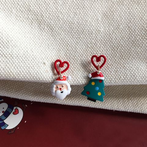 Moda Árbol De Navidad Santa Claus Copo De Nieve Aleación Bowknot Pendientes De Mujer 1 Par