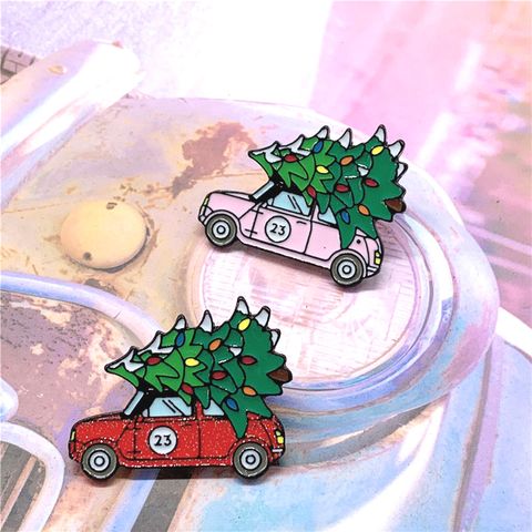 Fashion Christmas Tree Letter Car Alloy Enamel Women's Brooches
