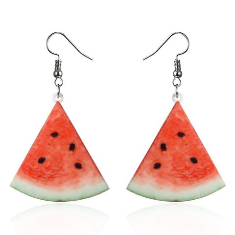 1 Pair Cute Strawberry Pineapple Watermelon Printing Arylic Ear Hook
