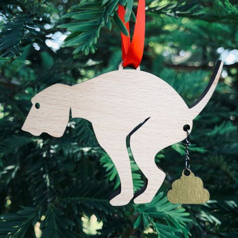 Colgante De Decoración De Árbol De Navidad Para Perro De Caca De Madera Personalizado