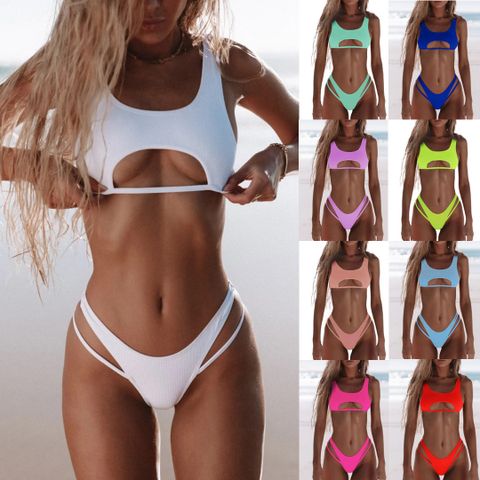 Women's Solid Color 2 Piece Set Bikinis