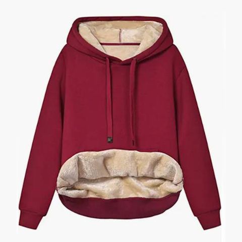 Sudadera Con Capucha De Manga Larga Para Mujer Y Bolsillo Sudaderas A La Moda De Color Sólido