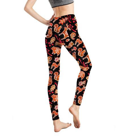 Simple Style Snowflake Spandex Polyester Ankle-length Leggings
