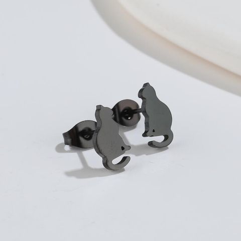 Fashion Cat Titanium Steel Plating Ear Studs 1 Pair