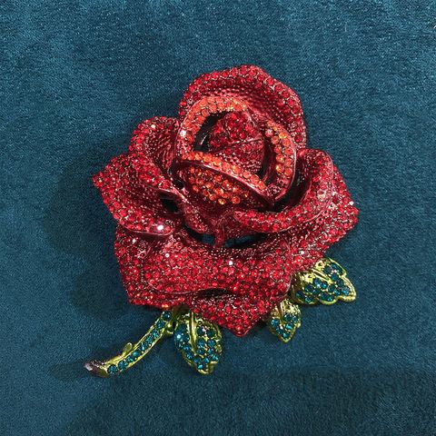 Retro Rose Alloy Plating Inlay Rhinestones Women's Brooches